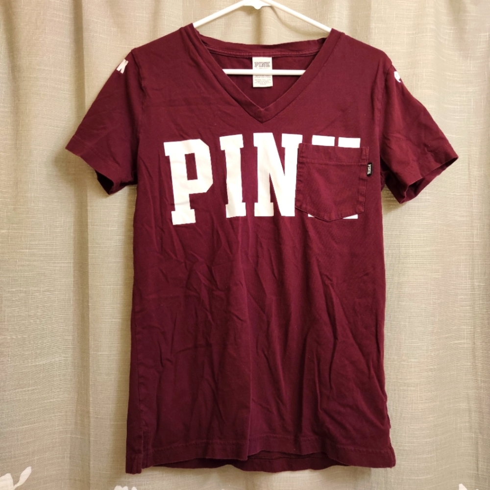 PINK Victoria Secret V Neck T-Shirt with Pocket XS
